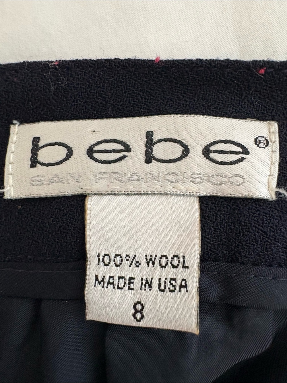 Bebe 100% Wool Navy Pencil Skirt